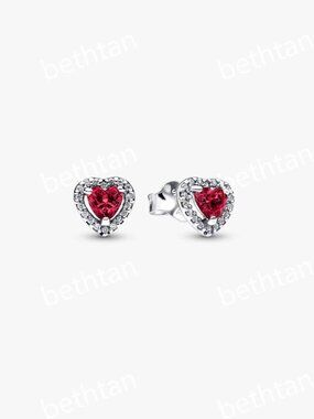 Elevated Red Heart Stud Earrings